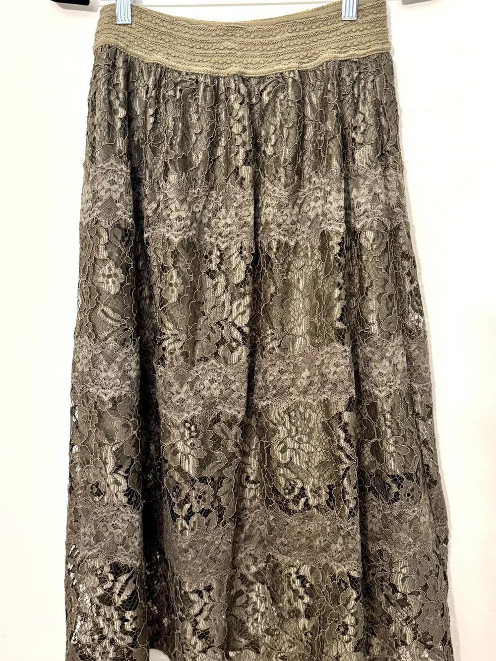 BLUMARINE Made in Italy Vintage Olive Lace Maxi Skirt